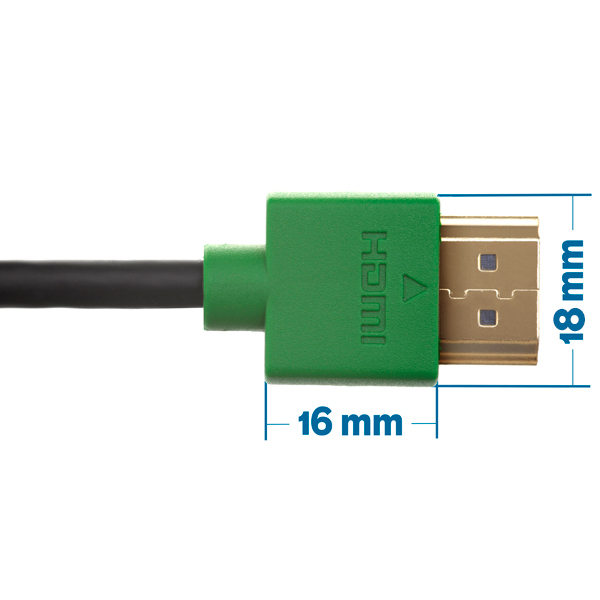 2.5m HDMI Cable, compatible with Plasma - Smallest Head SUPREME GREEN 'In The World' (SH2.5GRN)