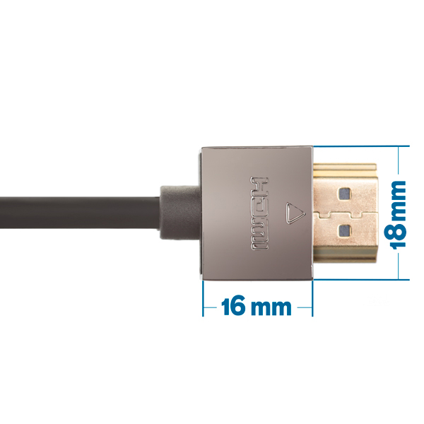 5m HDMI 2.0 Cable, compatible with Blu-ray - Smallest Head SUPREME PIANO BLACK 'In The World' (2SH5PBLK)