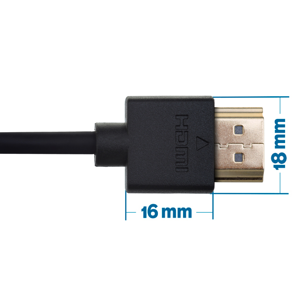1m HDMI Cable, compatible with Plasma - Smallest Head SUPREME BLACK 'In The World' (SH1BLK)