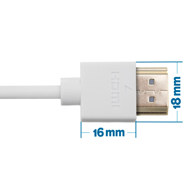 0.5m HDMI 1.4a Cable - Smallest Head SUPREME WHITE 'In The World' (SH0.5WHT)