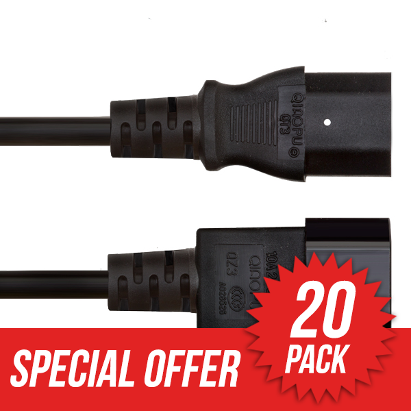 20 Pack 1m IEC Mains C14 to C13 Extension Cable 10A (SPC1413B1)