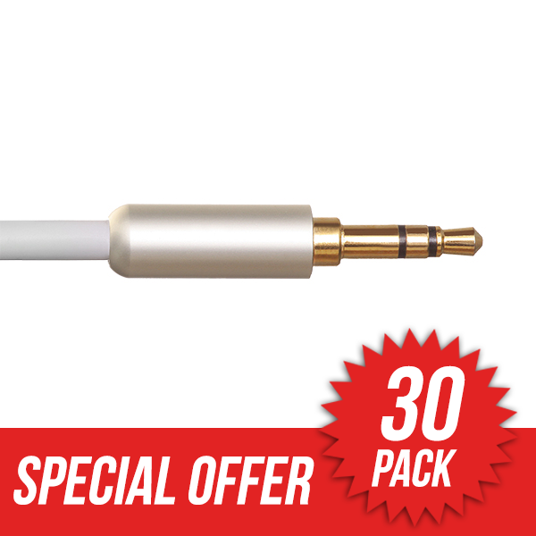 30 Pack 3m Ultimate Platinum 3.5mm to 3.5mm White Audio Cable. (SPUCA3)